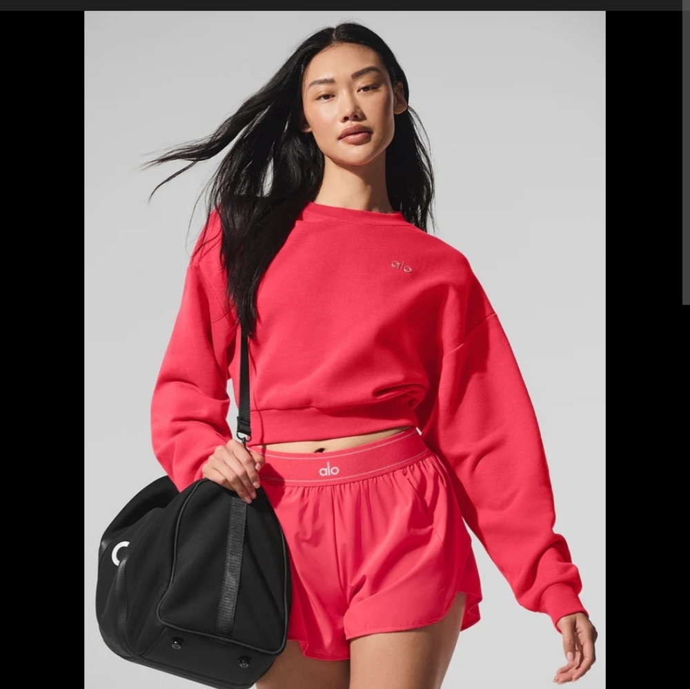 Nwt Alo Yoga Accolade Cropped Pullover Candy Red